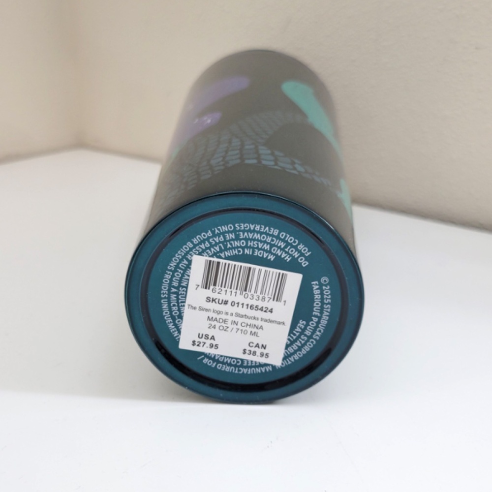 Starbucks 2025 Metallic Green Purple Mermaid Siren Stainless Tumbler 24oz Cup - Picture 6 of 6